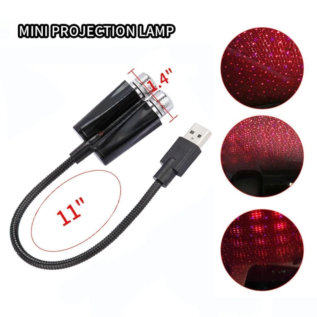 Double Projecteur Étoilé LED pour Intérieur de Voiture USB – إضاءة سقف السيارة - الصورة 8