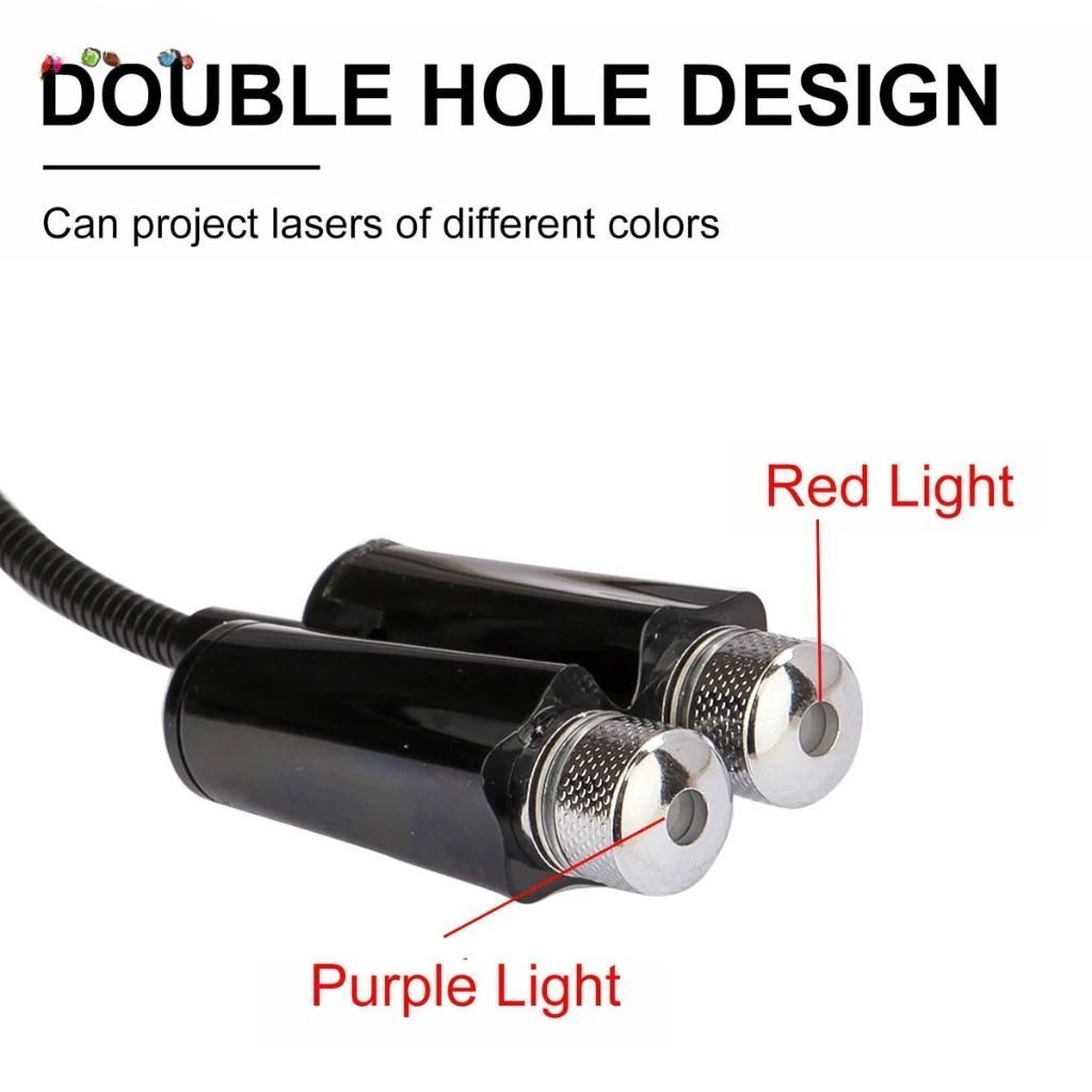 Double Projecteur Étoilé LED pour Intérieur de Voiture USB – إضاءة سقف السيارة - الصورة 7