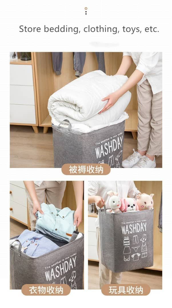 Panier à linge de grande capacité pliable pour vêtements couette, vêtements sales pour salle de bain moderne - الصورة 7