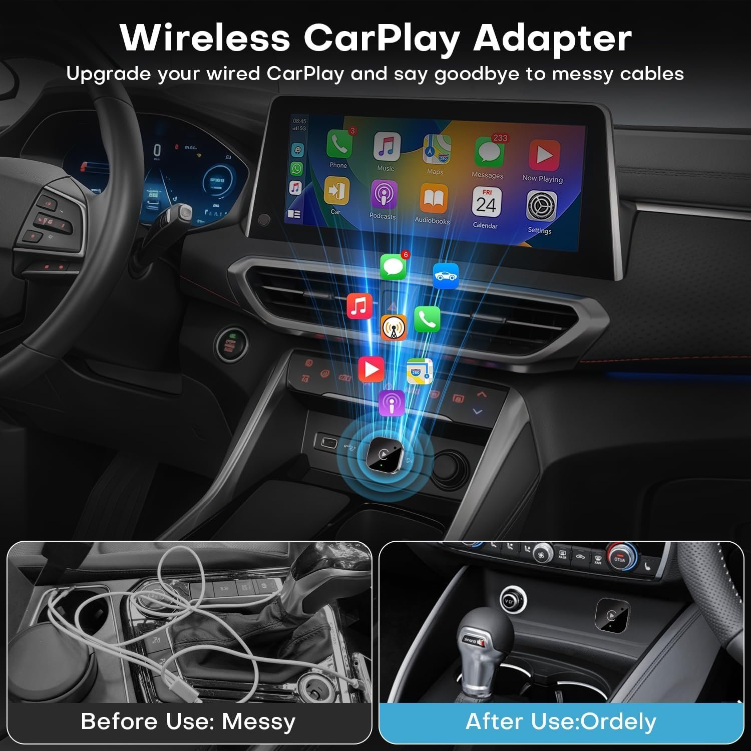 Adaptateur Sans Fil CarPlay et Android Auto pour Voitures - محول السيارة الذكي 2 في 1 - الصورة 2
