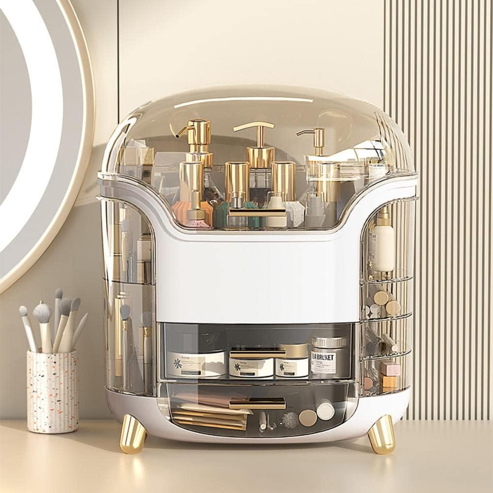 Boîte d'Organisation et Rangement de Maquillage Grande Capacité - منظم وصندوق أدراج للمكياج والمستحضرات بتصميم شفاف وعصري