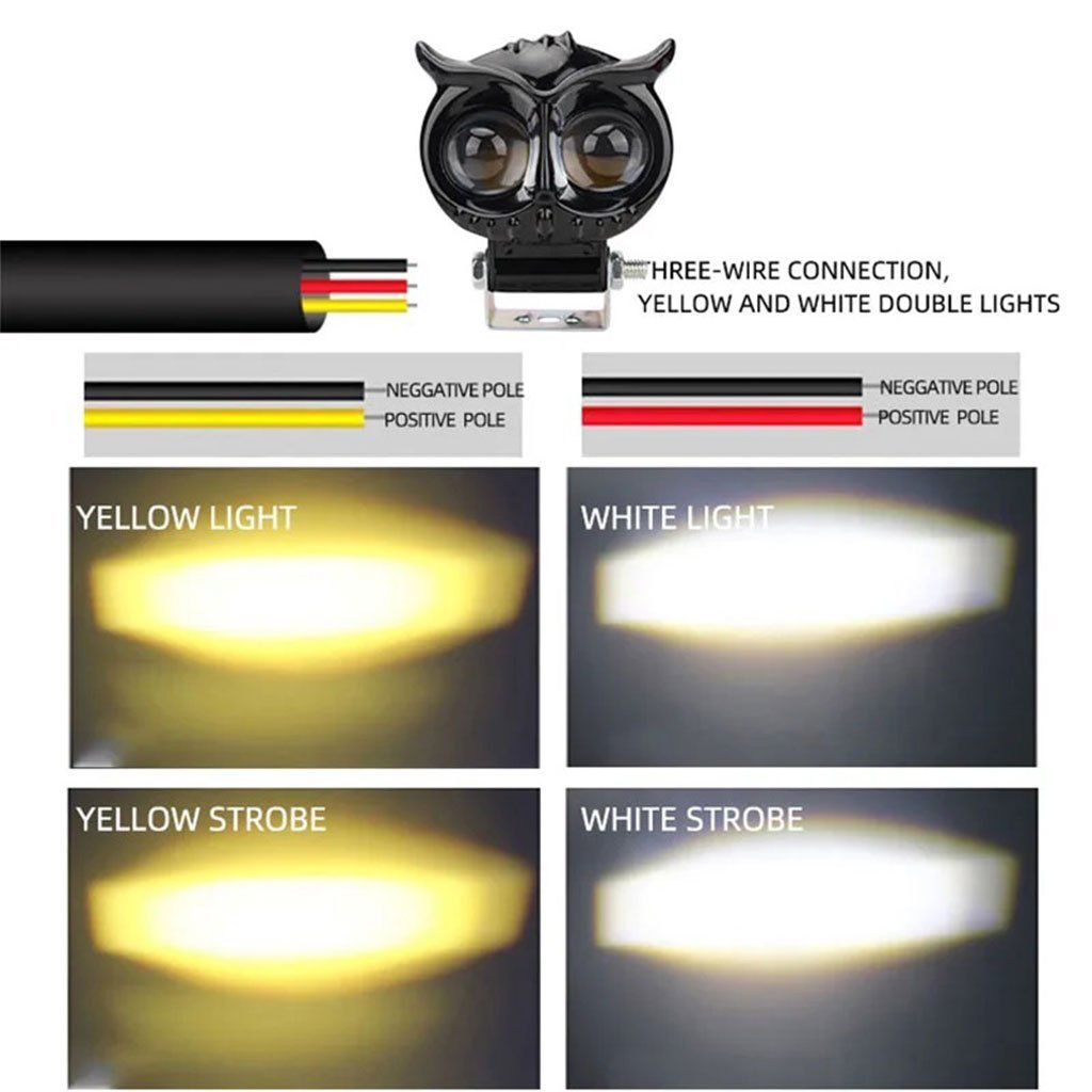 Lumière de hibou antibrouillard LED pour la moto 1Pcs – مصباح دراجات نارية عالي السطوع - الصورة 3