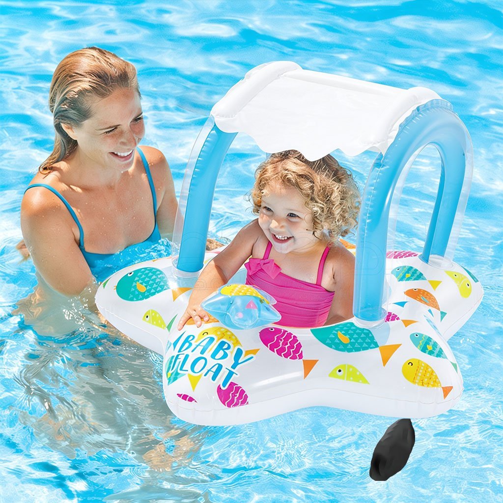 Bouée Siège Gonflable pour Bébé avec Parasol Anti-UV - Design Voiture INTEX 56573NP - عوامة السباحة المنفوخة للأطفال والرضع مع مظلة واقية من الشمس
