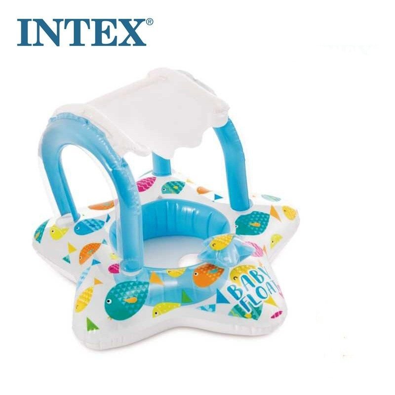 Bouée Siège Gonflable pour Bébé avec Parasol Anti-UV - Design Voiture INTEX 56573NP - عوامة السباحة المنفوخة للأطفال والرضع مع مظلة واقية من الشمس - الصورة 4
