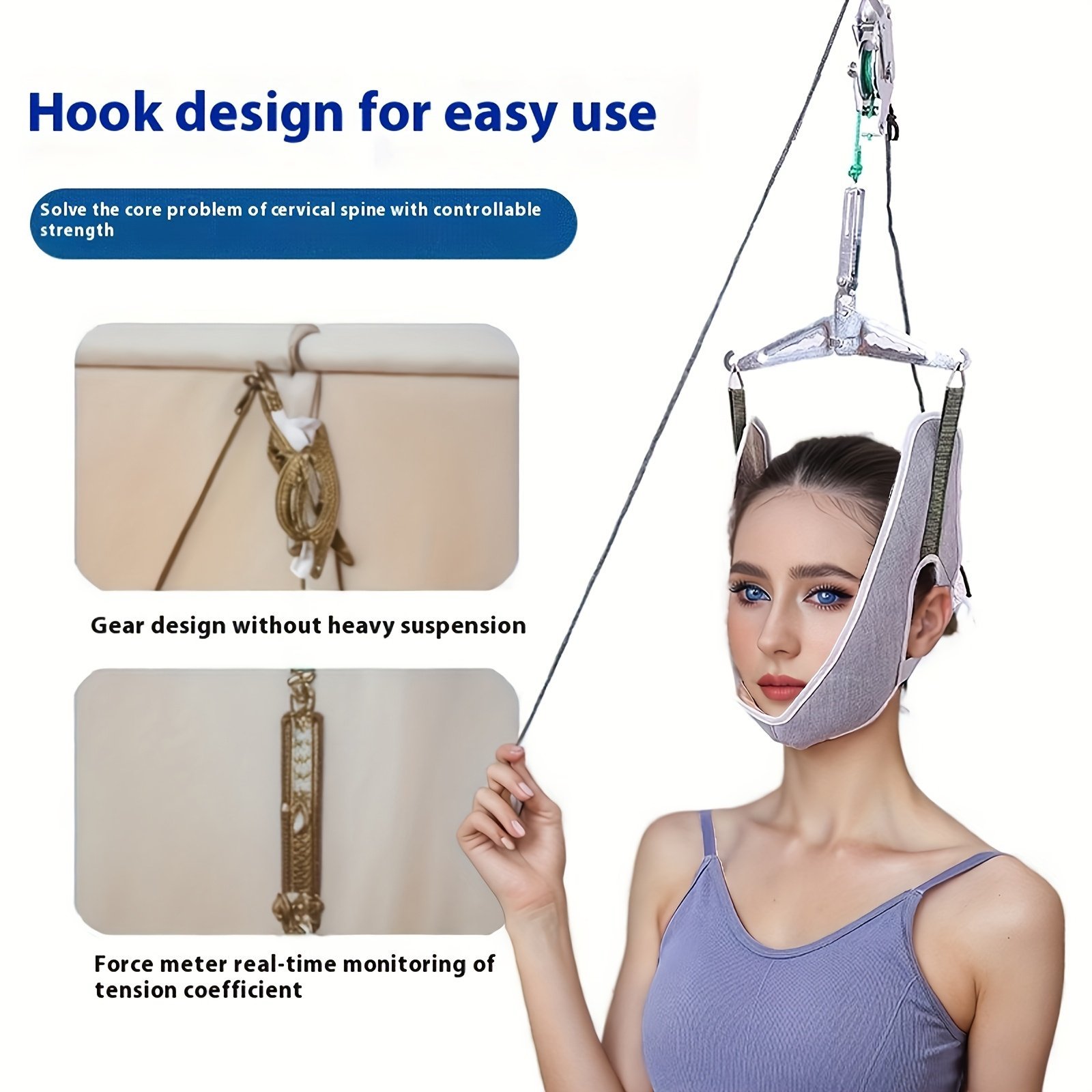 ⁦Cervical Traction Frame - موسع عنق قابل للتعديل مع خطاف بارتفاع قابل للتحكم⁩ - الصورة ⁦5⁩