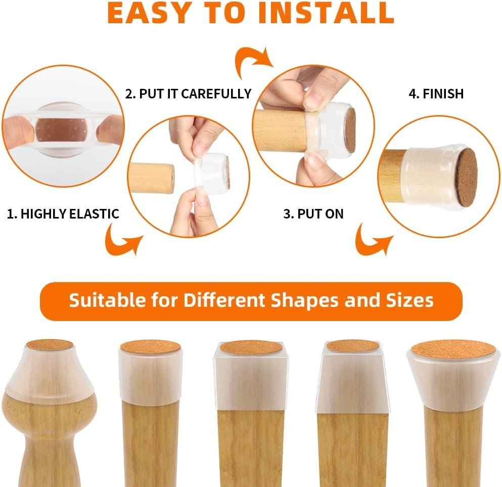 Protections de sol en silicone pour pieds de chaise pack 20pcs - طقم واقيات الأرجل للكراسي - الصورة 3