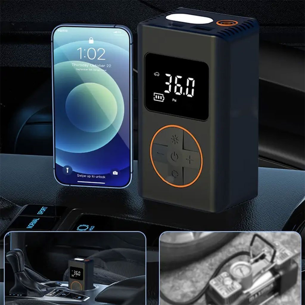 Compresseur d’air pour pneus de voiture avec manomètre numérique – جهاز ضغط الهواء - الصورة 5
