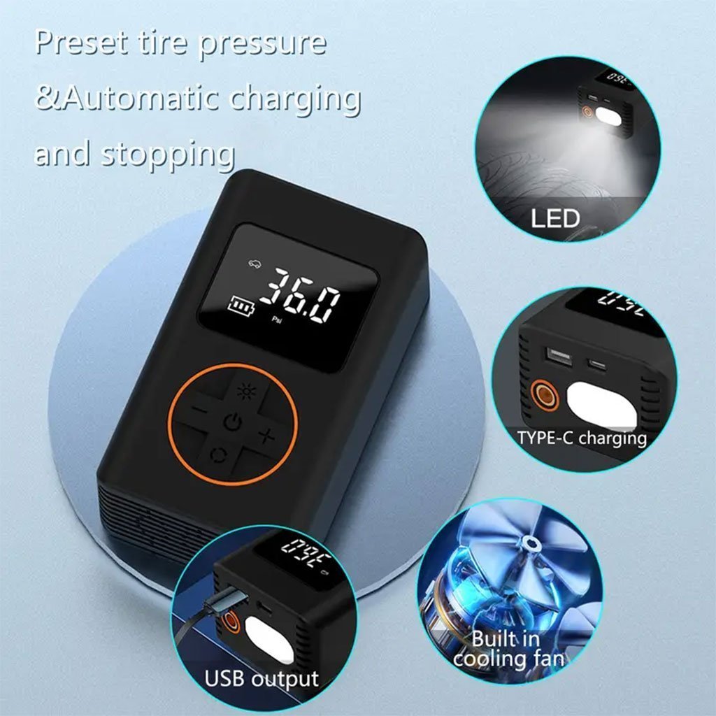 Compresseur d’air pour pneus de voiture avec manomètre numérique – جهاز ضغط الهواء - الصورة 4