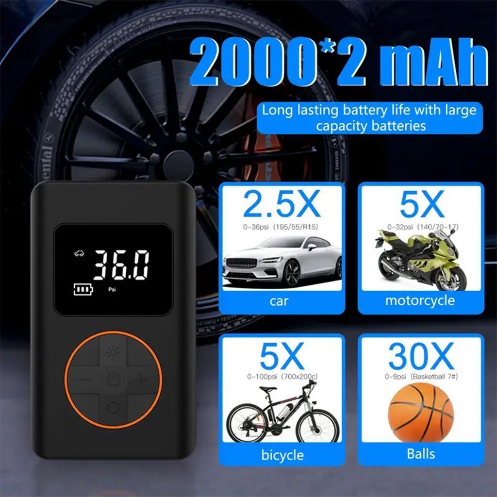 Compresseur d’air pour pneus de voiture avec manomètre numérique – جهاز ضغط الهواء - الصورة 2