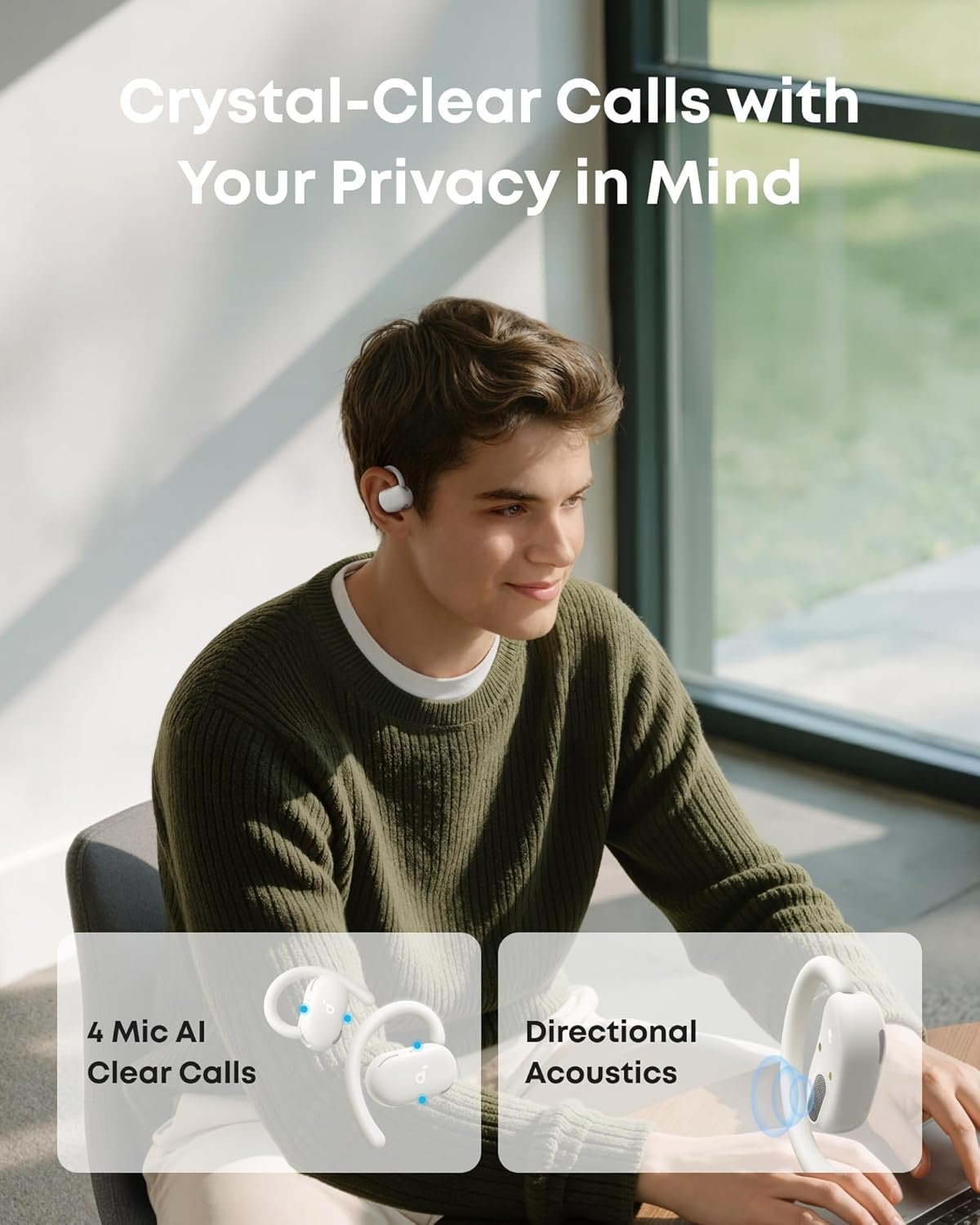 Écouteurs Open-Ear soundcore by Anker V20i Crochets Ajustables Autonomie 36H et Lumières LED - سماعات أنكر اللاسلكية ذات التصميم المفتوح والخطاف القابل للتعديل - الصورة 5