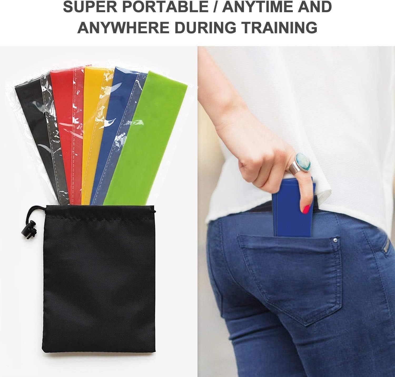 ⁦Ensemble de bandes de résistance Elastiques 5Pcs pour exercices de sport - طقم أحزمة المقاومة للرياضيين⁩ - الصورة ⁦2⁩