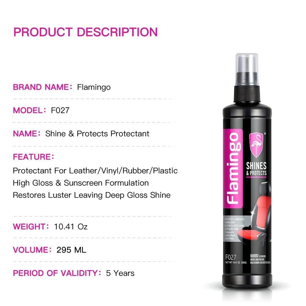 FLAMINGO Brillance ET Protection Intérieure pour Voitures 295 ml – منظف مقاعد الجلدية للسيارات - الصورة 2