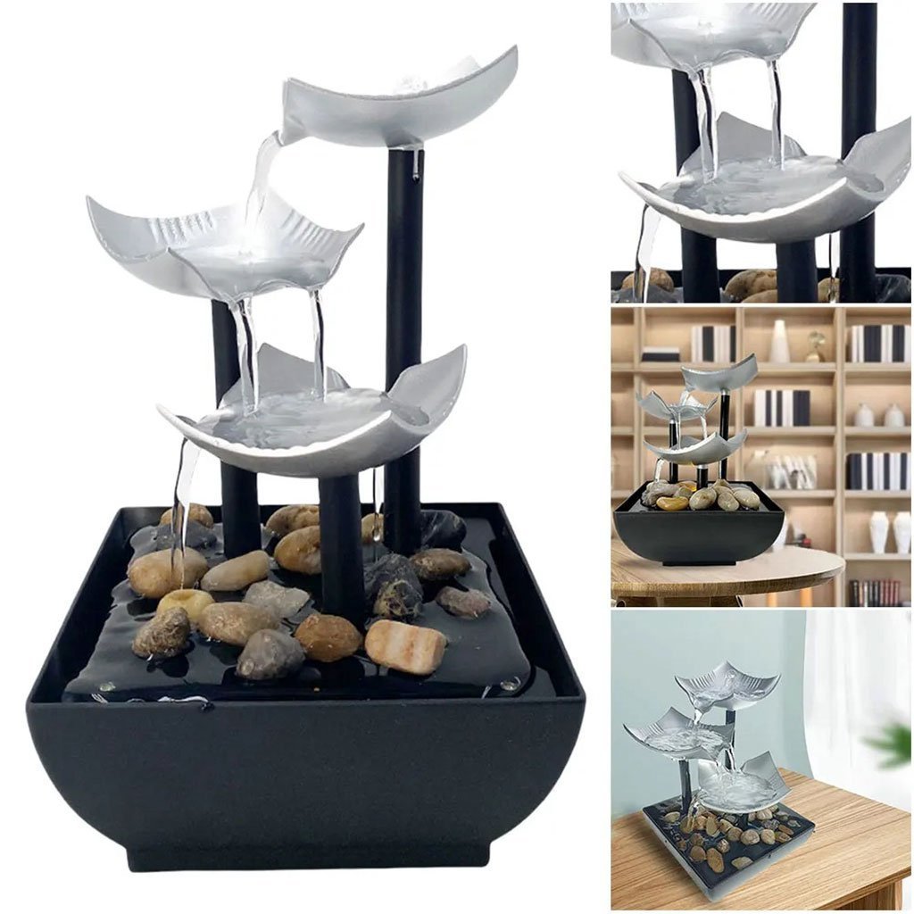 Fontaine décorative en forme de pétales avec lumières LED et pierres – نافورة مياه بعدة طبقات - الصورة 3