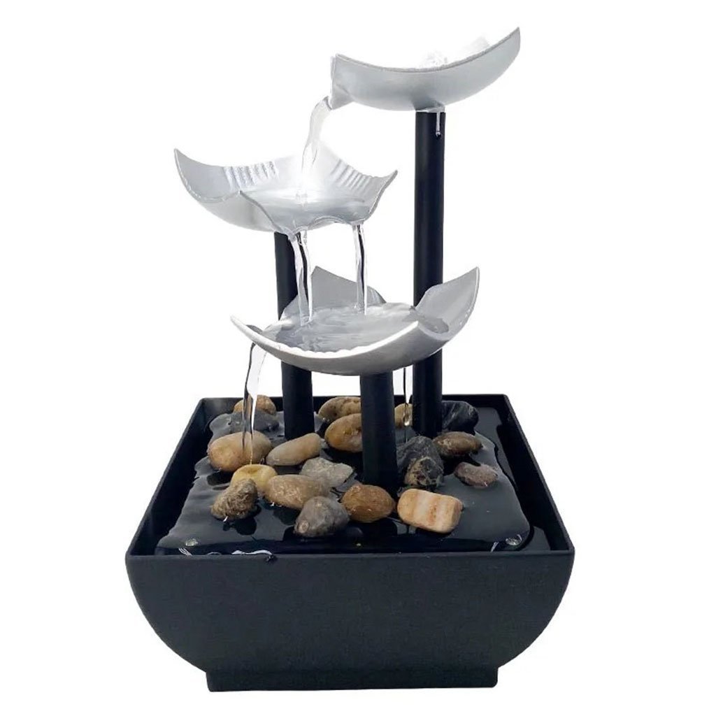 Fontaine décorative en forme de pétales avec lumières LED et pierres – نافورة مياه بعدة طبقات - الصورة 4