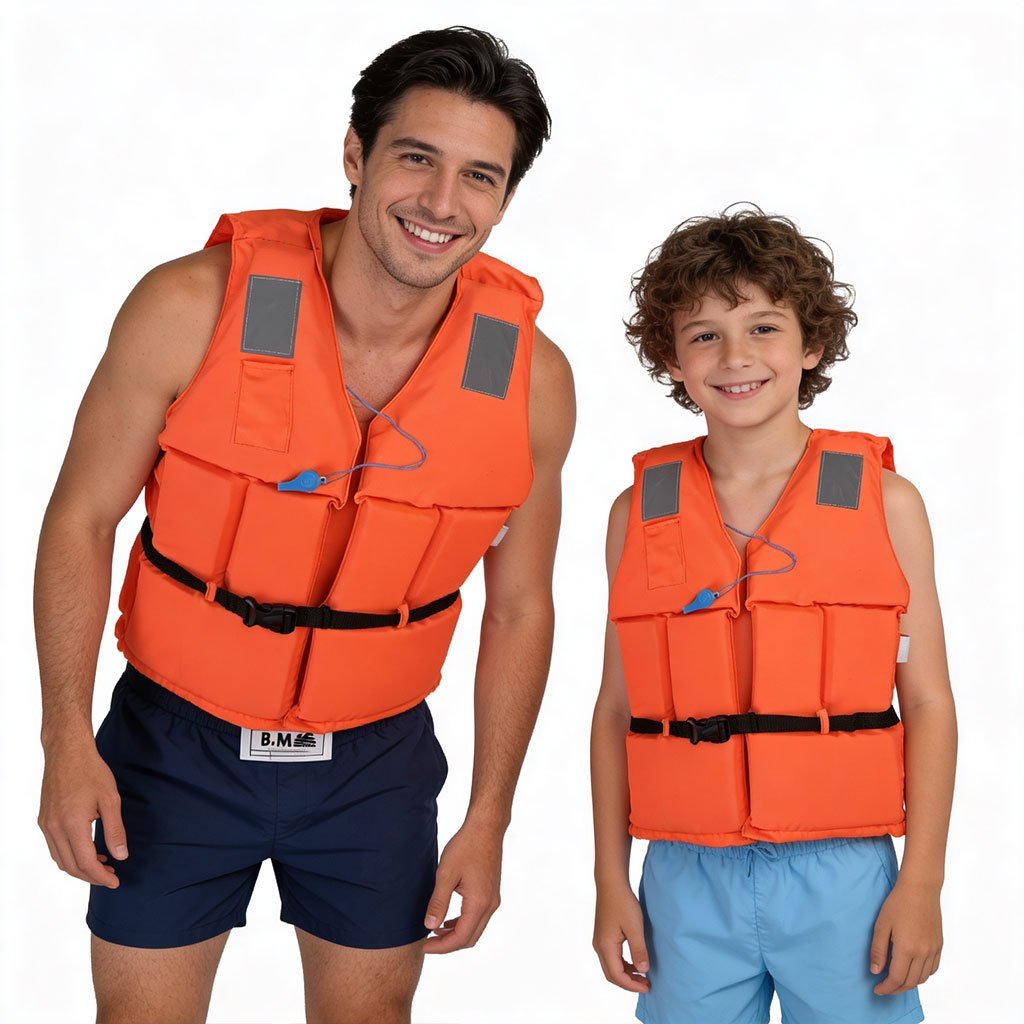 Gilet de Sauvetage Professionnel Haute Flottabilité avec Sifflet - سترة نجاة احترافية عالية الطفو للأطفال والكبار