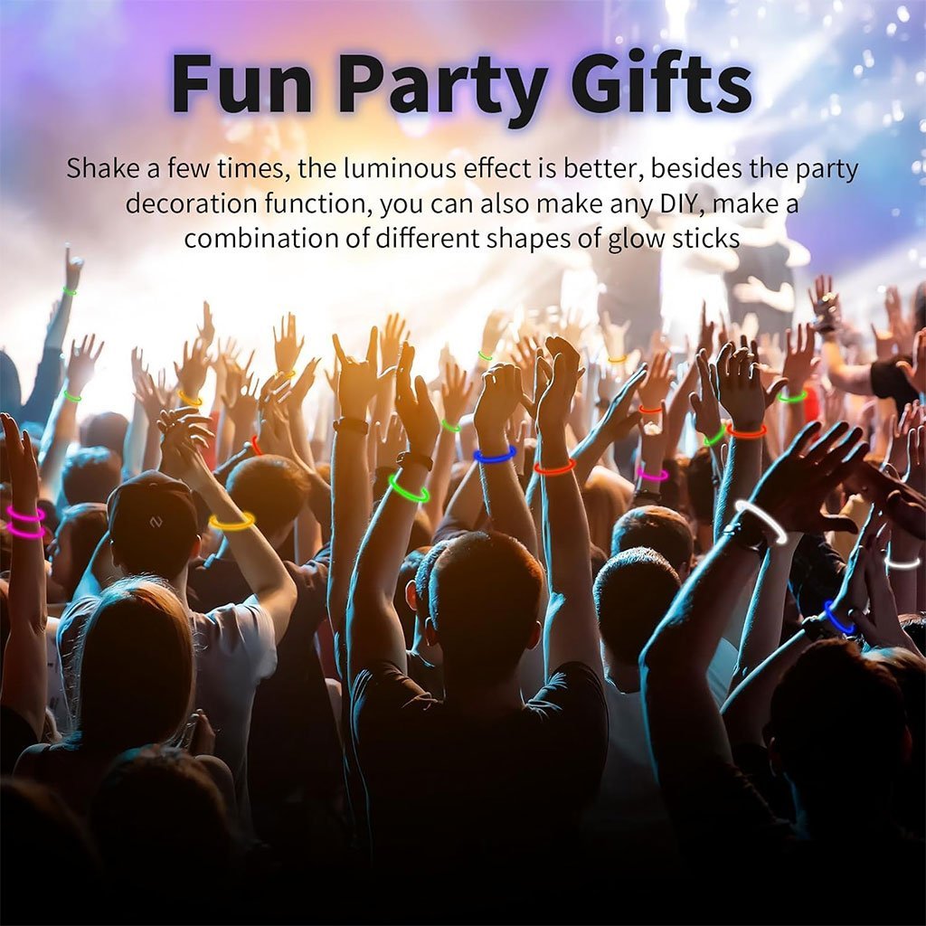Glow Sticks Bulk Party Favors 50pcs 8inch Party Time - أساور مضيئة للحفلات - الصورة 8