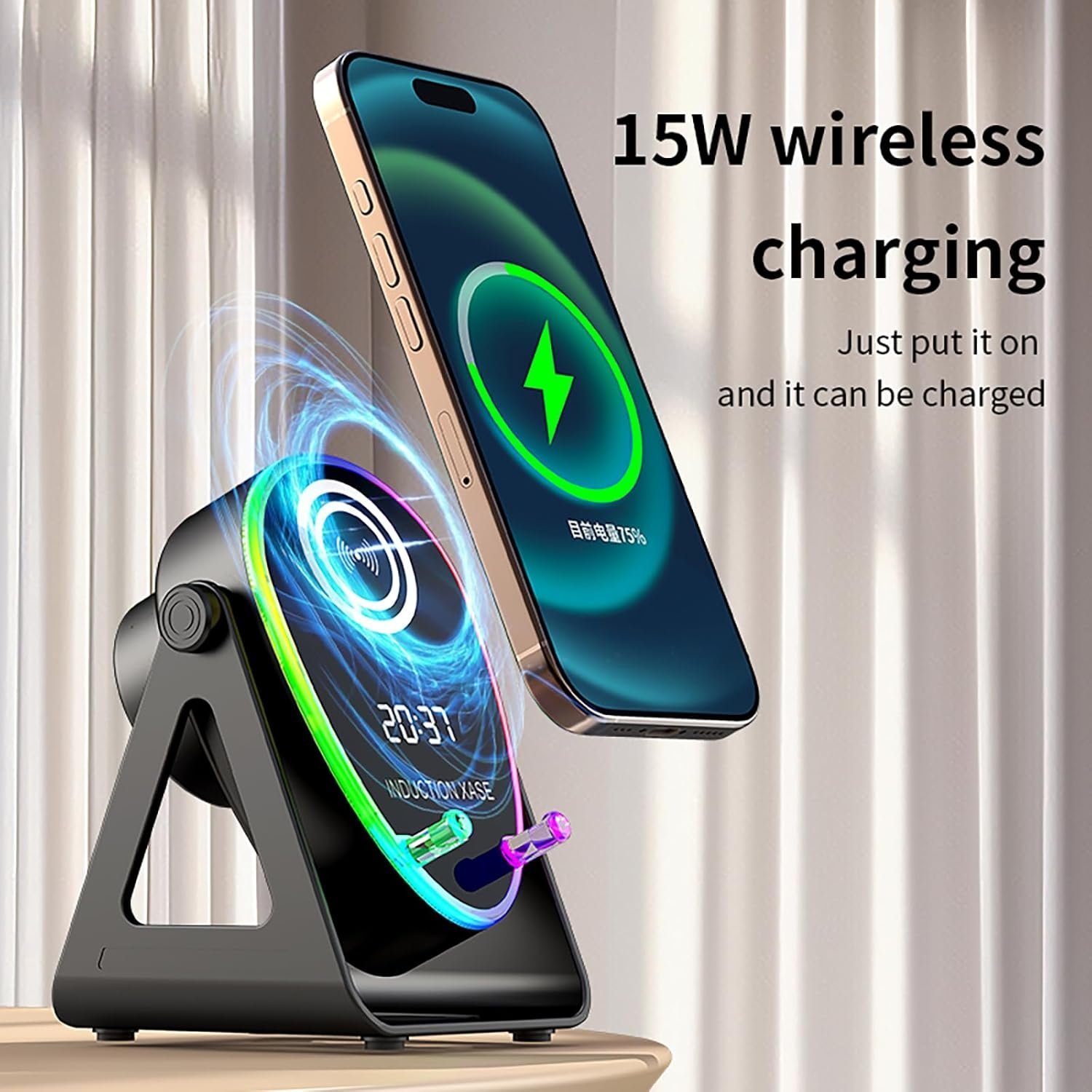 Haut-parleur Intelligent 5 en 1 à Induction et Support RGB - مكبر الصوت الذكي 5 في 1 وشاحن لاسلكي - الصورة 2