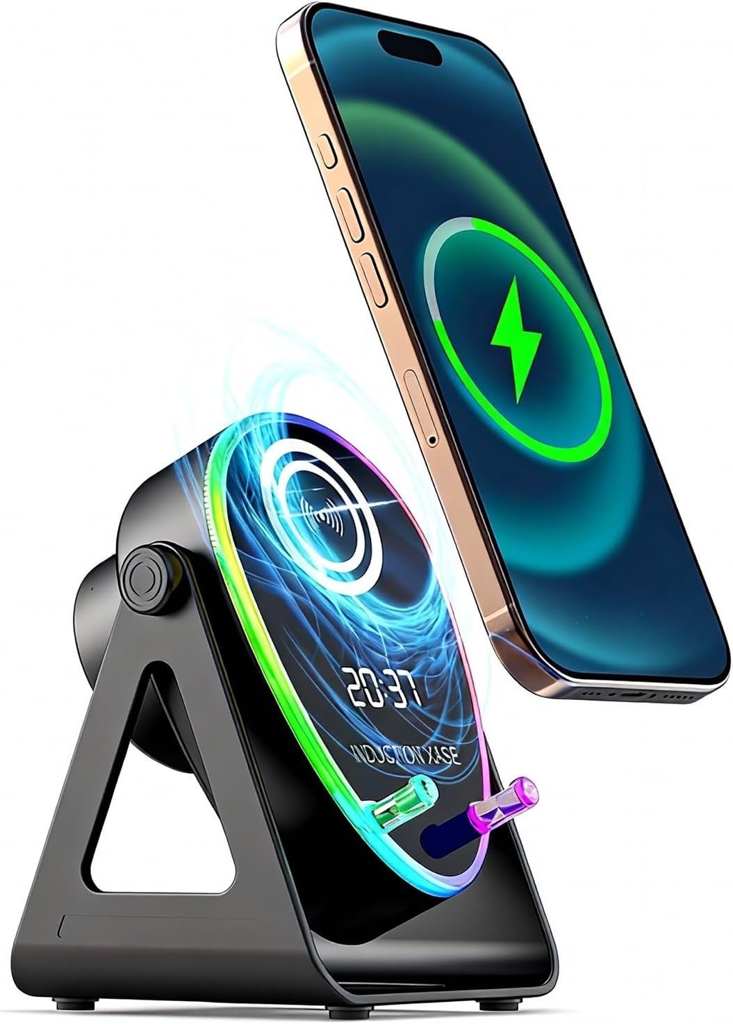 Haut-parleur Intelligent 5 en 1 à Induction et Support RGB - مكبر الصوت الذكي 5 في 1 وشاحن لاسلكي - الصورة 4