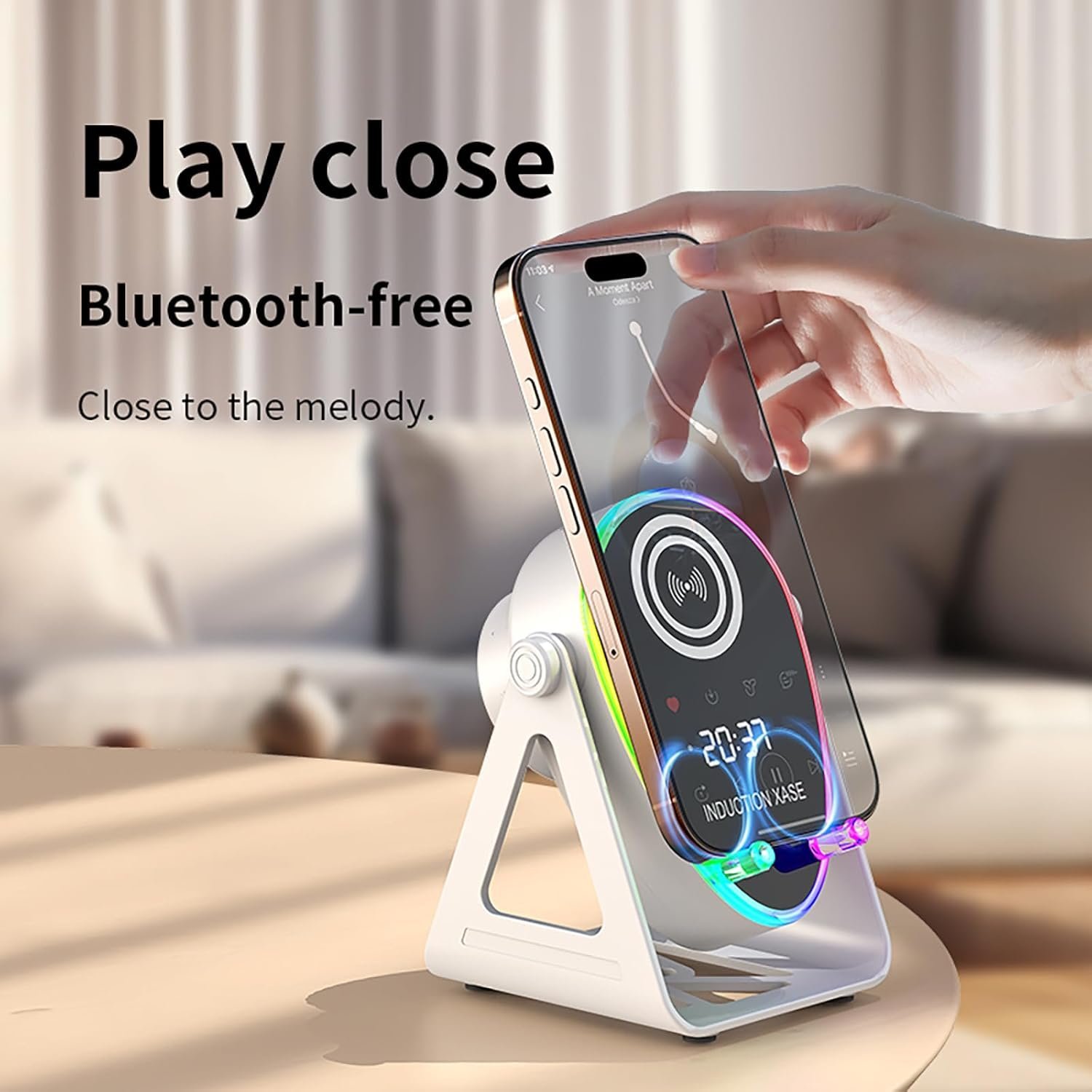 Haut-parleur Intelligent 5 en 1 à Induction et Support RGB - مكبر الصوت الذكي 5 في 1 وشاحن لاسلكي - الصورة 5