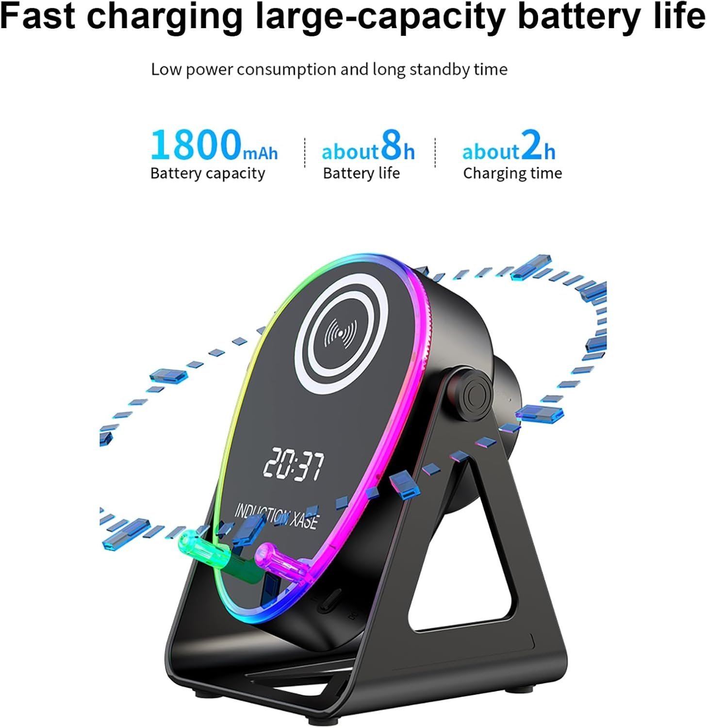 Haut-parleur Intelligent 5 en 1 à Induction et Support RGB - مكبر الصوت الذكي 5 في 1 وشاحن لاسلكي - الصورة 6