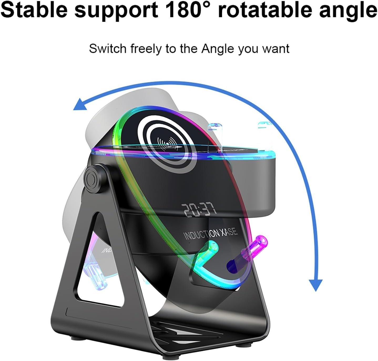 Haut-parleur Intelligent 5 en 1 à Induction et Support RGB - مكبر الصوت الذكي 5 في 1 وشاحن لاسلكي - الصورة 7