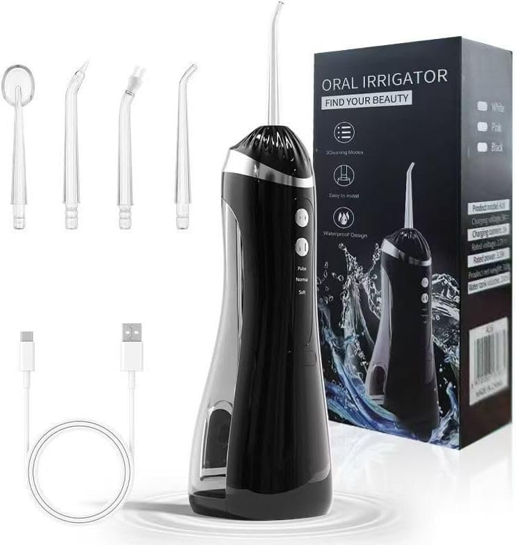 Hydropulseur Dentaire Sans Fil Jet Dentaire Portable à 3 Modes et 4 Buses - جهاز تنظيف الأسنان واللثة المائي