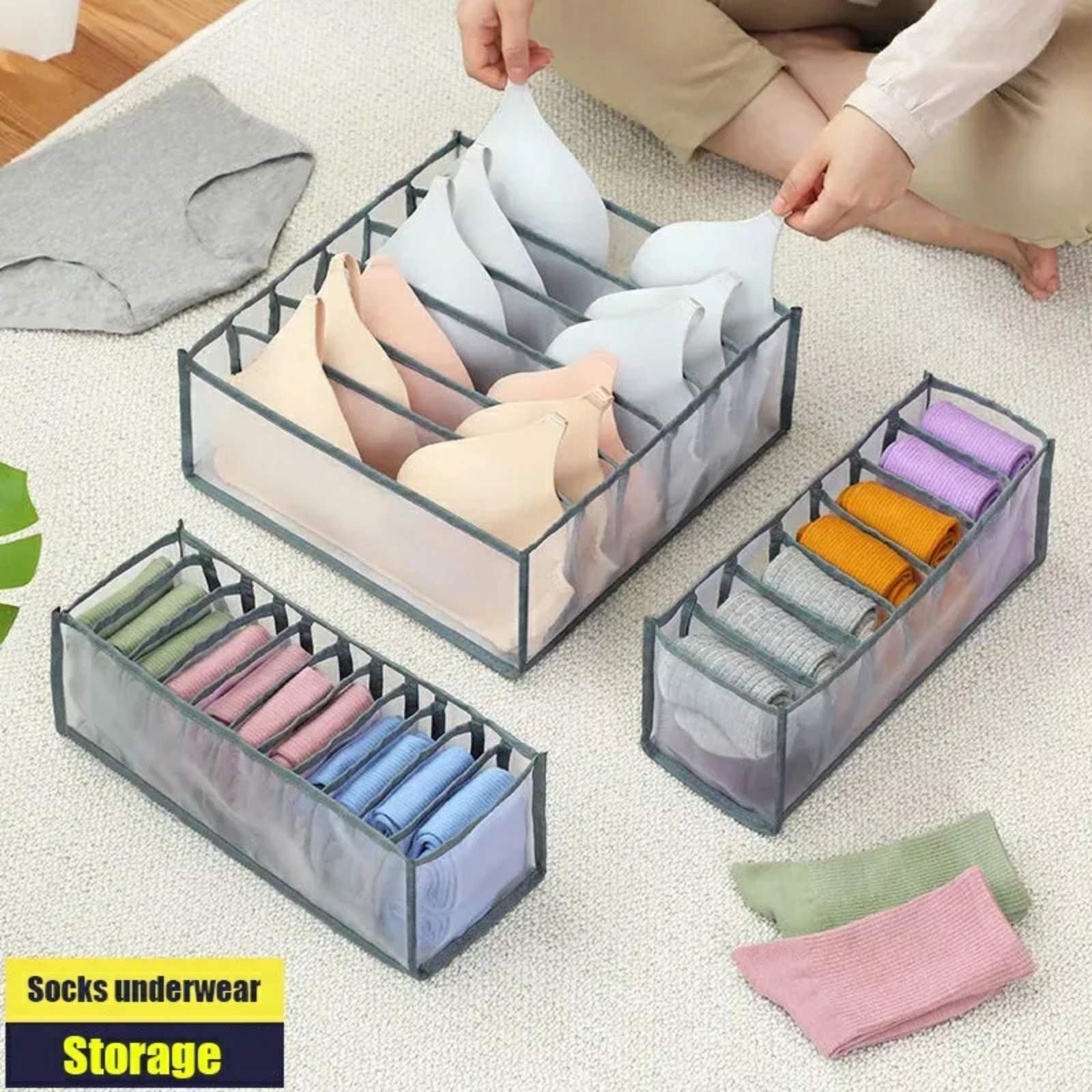 Organisateur de Sous-Vêtement Transparent 3PCS dans Tiroirs - الصورة 3