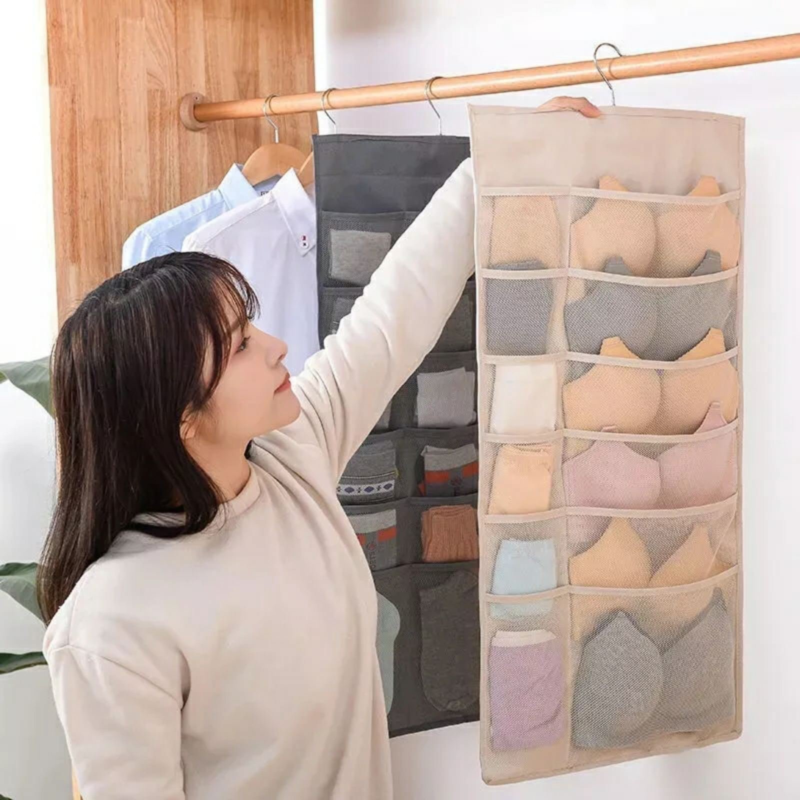 Organisateur de sous-vêtements multi-poches Double face suspendu de chaussettes de soutien-gorge - الصورة 2