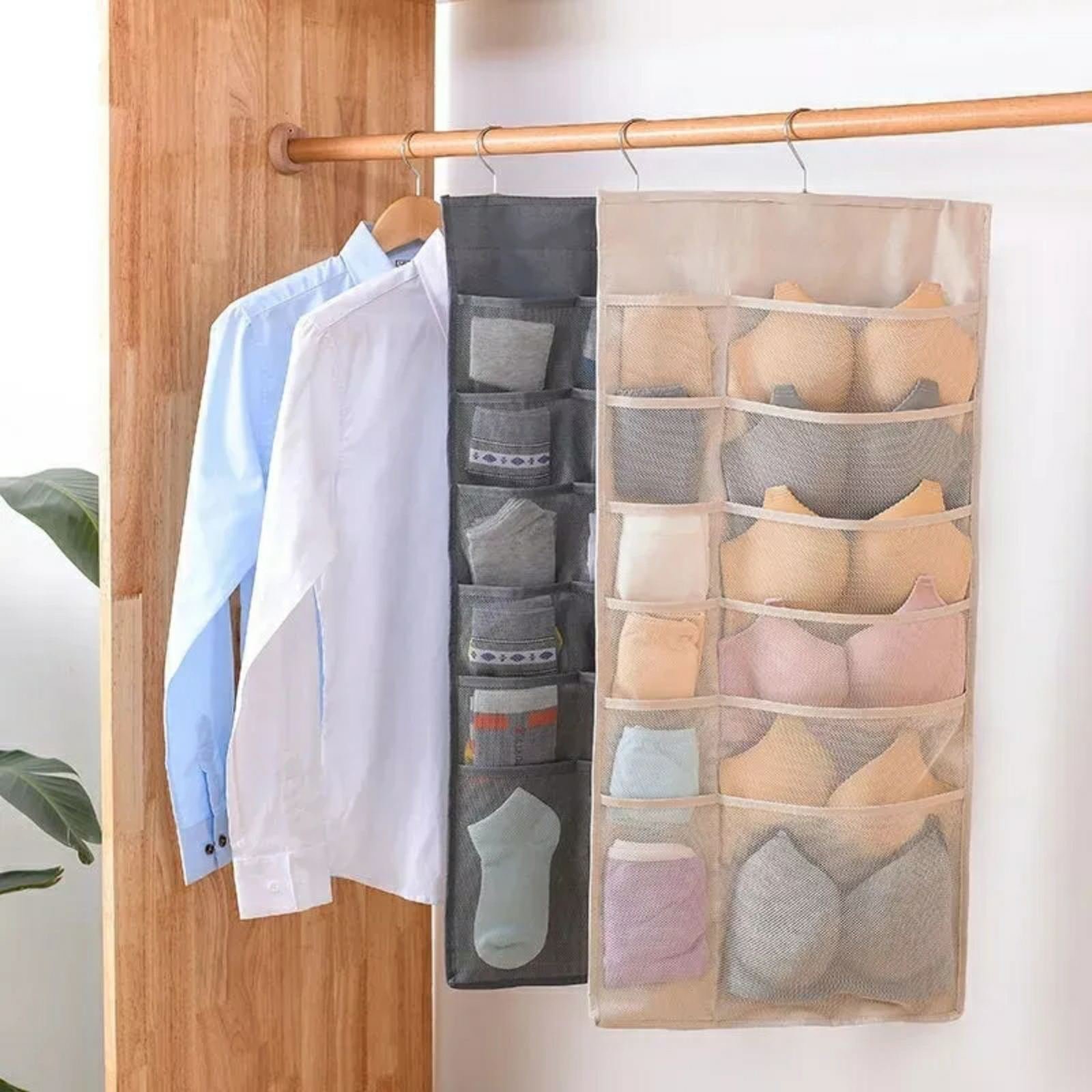 Organisateur de sous-vêtements multi-poches Double face suspendu de chaussettes de soutien-gorge - الصورة 3