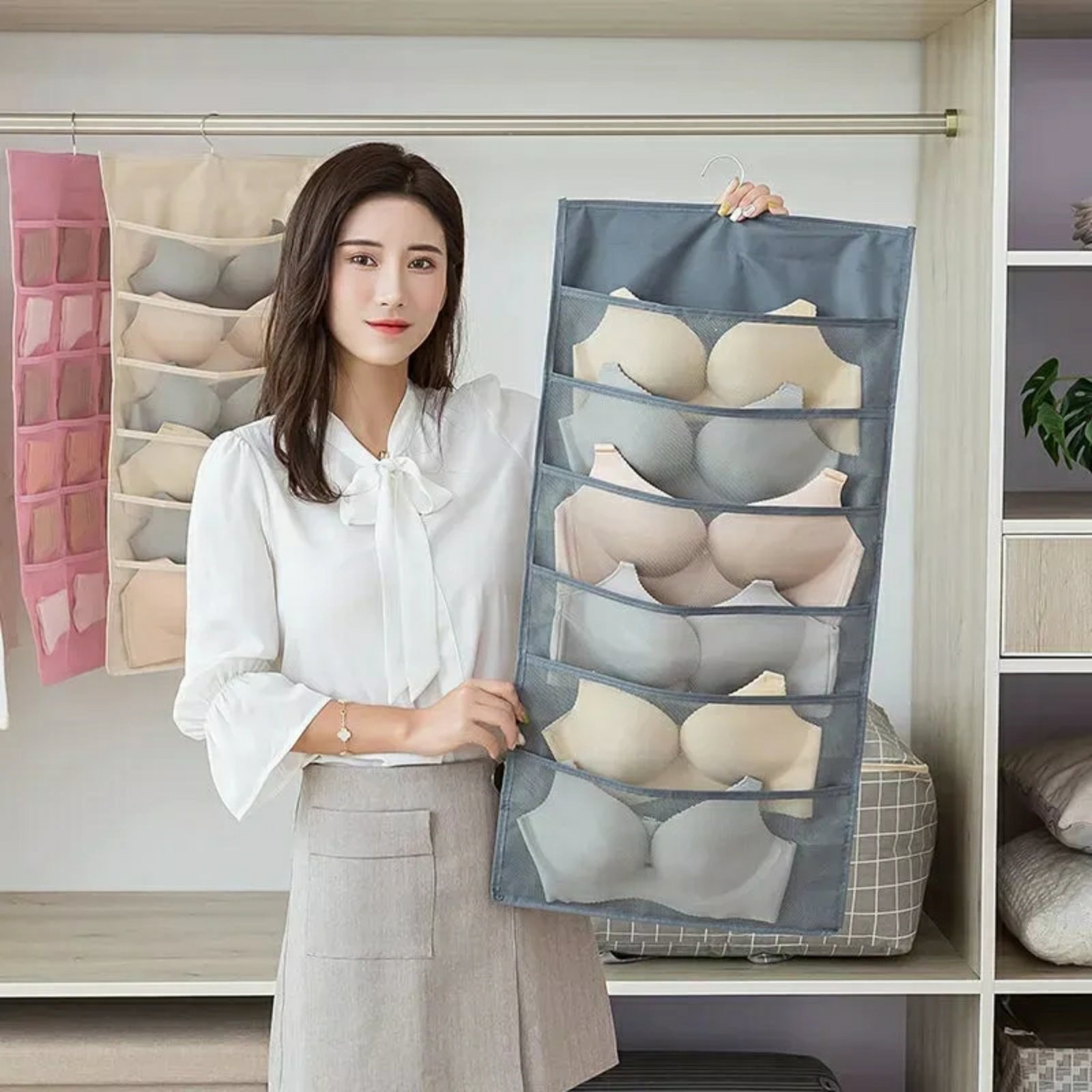 Organisateur de sous-vêtements multi-poches Double face suspendu de chaussettes de soutien-gorge - الصورة 5