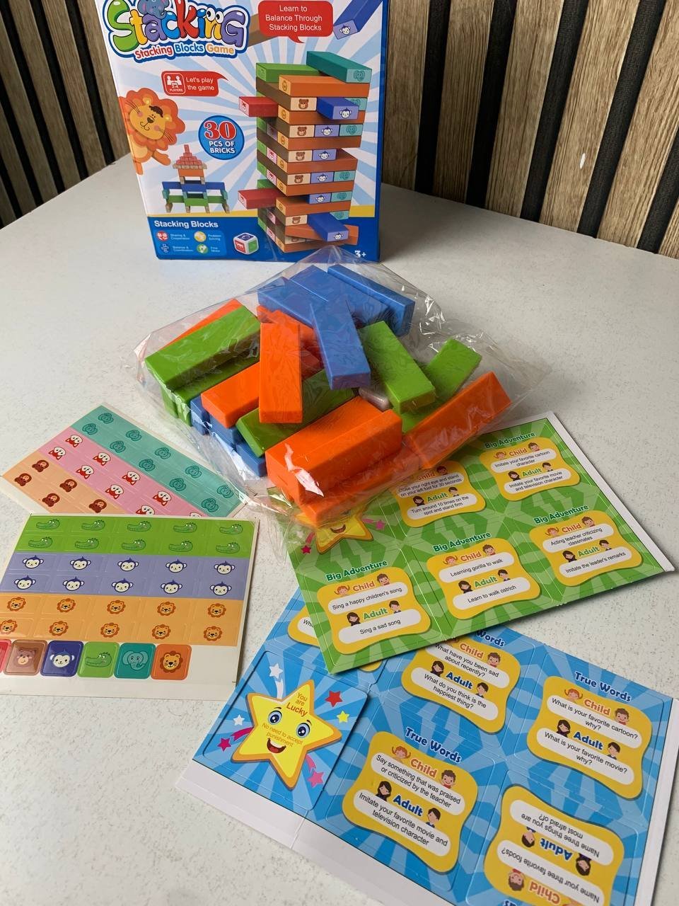 ⁦Jeu de blocs de construction colorés à faire tomber 30pcs - لعبة هدم الأبراج⁩ - الصورة ⁦8⁩