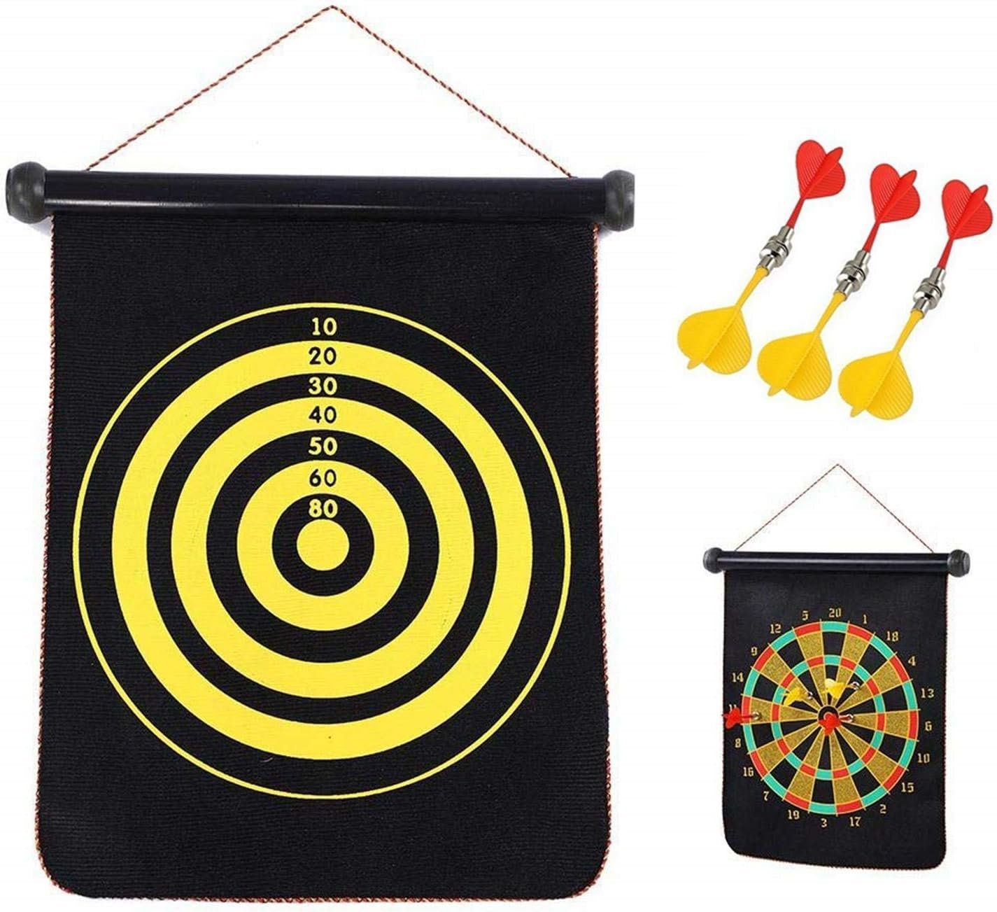 Jeu de fléchettes magnétique avec cible enroulable et suspendue avec 6 fléchettes incluses - لعبة رمي السهام - الصورة 3