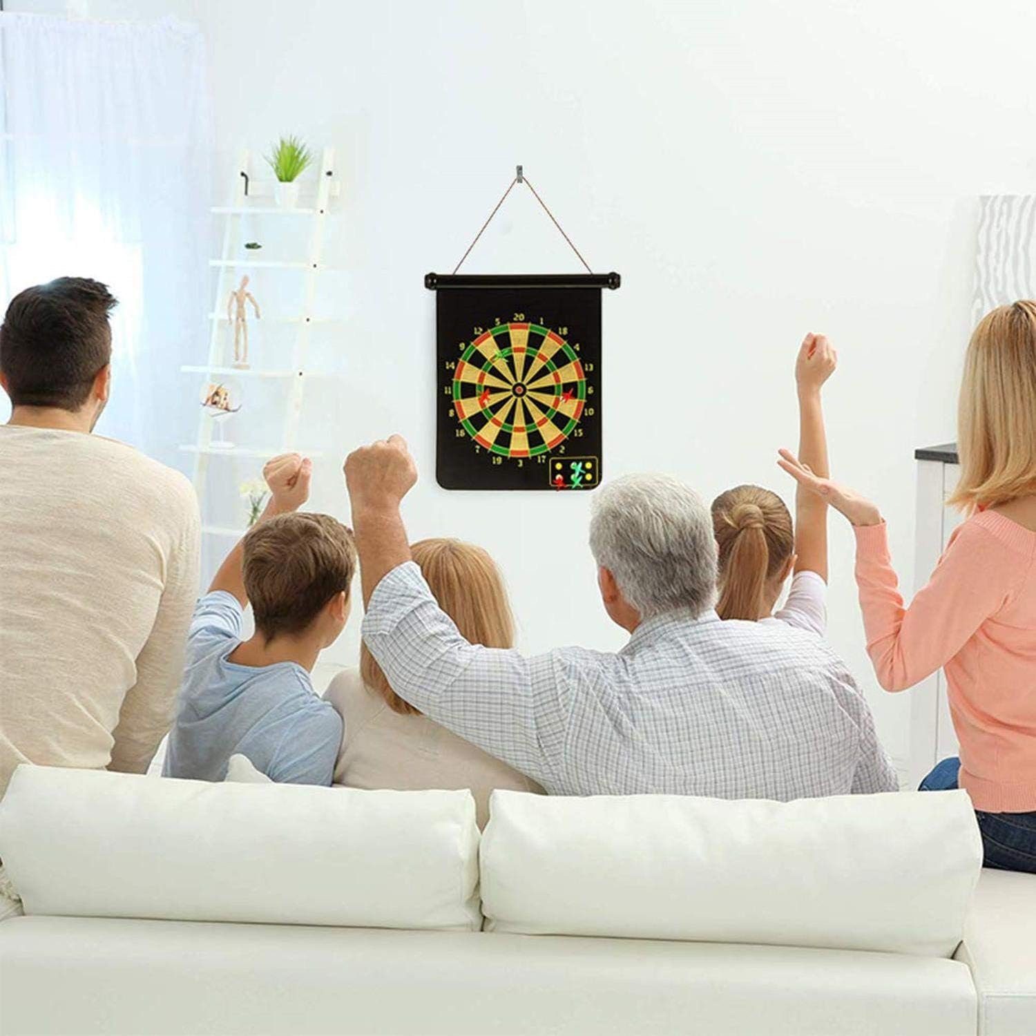 Jeu de fléchettes magnétique avec cible enroulable et suspendue avec 6 fléchettes incluses - لعبة رمي السهام - الصورة 8
