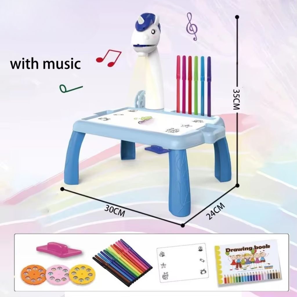 Jouet Projecteur de Dessin Aolieh, Table de Dessin Éducative pour Enfants avec Projecteur LED et Accessoires – لعبة جهاز عرض الرسم للأطفال - الصورة 2