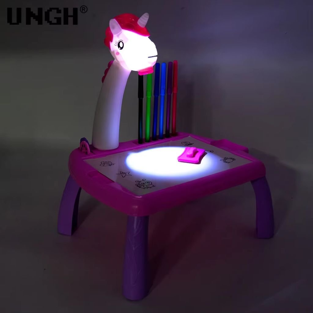 Jouet Projecteur de Dessin Aolieh, Table de Dessin Éducative pour Enfants avec Projecteur LED et Accessoires – لعبة جهاز عرض الرسم للأطفال - الصورة 5