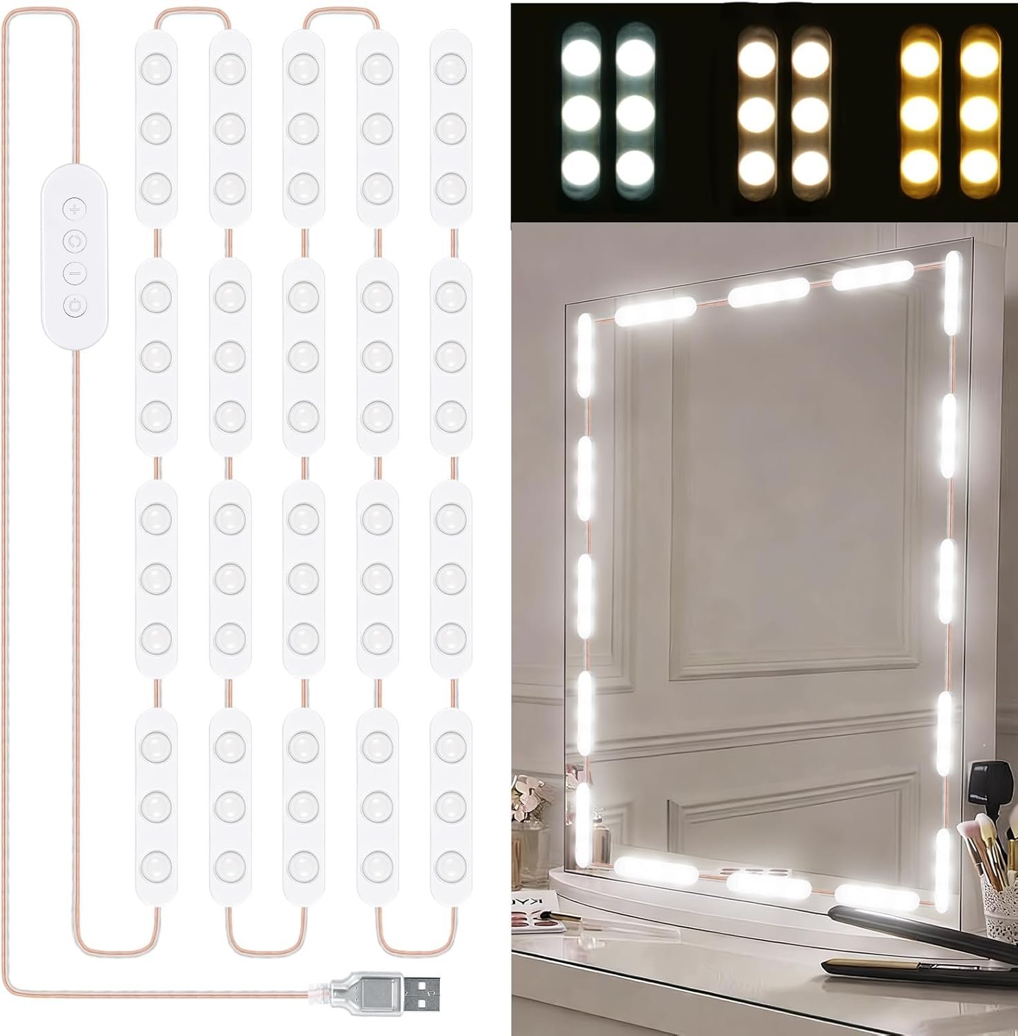 Kit d'Éclairage 10 LED pour Miroir de Maquillage Contrôle Tactile - أشرطة إضاءة مرآة الماكياج - الصورة 10