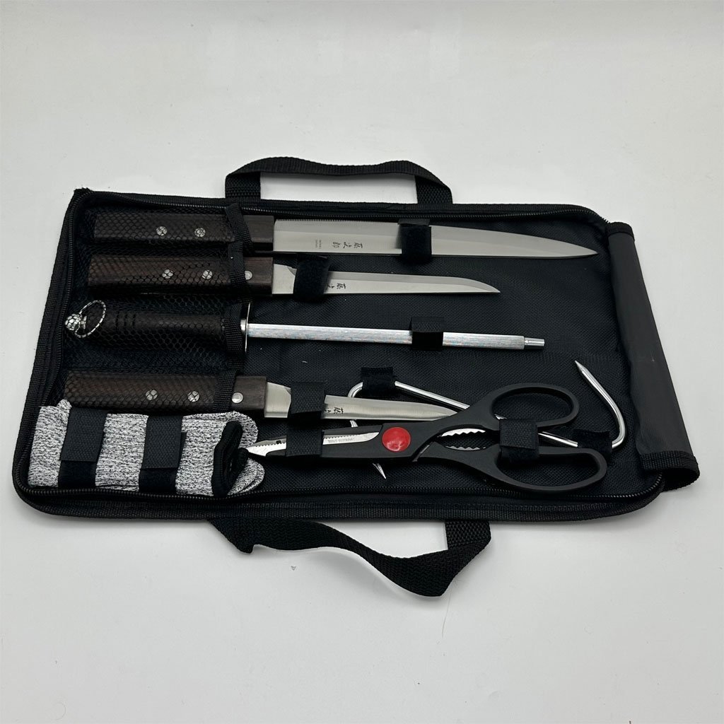 ⁦Kit de Cou-teaux de Luxe avec Manches en Bois 7Pcs - طقم سكا-كين الجزارة الفاخر بمقابض خشبية⁩ - الصورة ⁦2⁩