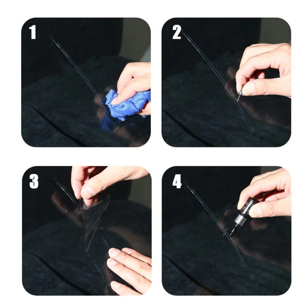 Kit de réparation de pare-brise fissuré - طقم إصلاح الزجاج الأمامي المتشقق - الصورة 2