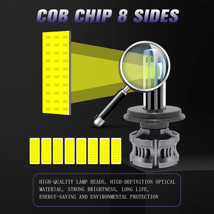 Kit Lampe de phare F6 H4 LED 6 Directions 6500K - مصابيح إضاءة أمامية للسيارات - الصورة 9