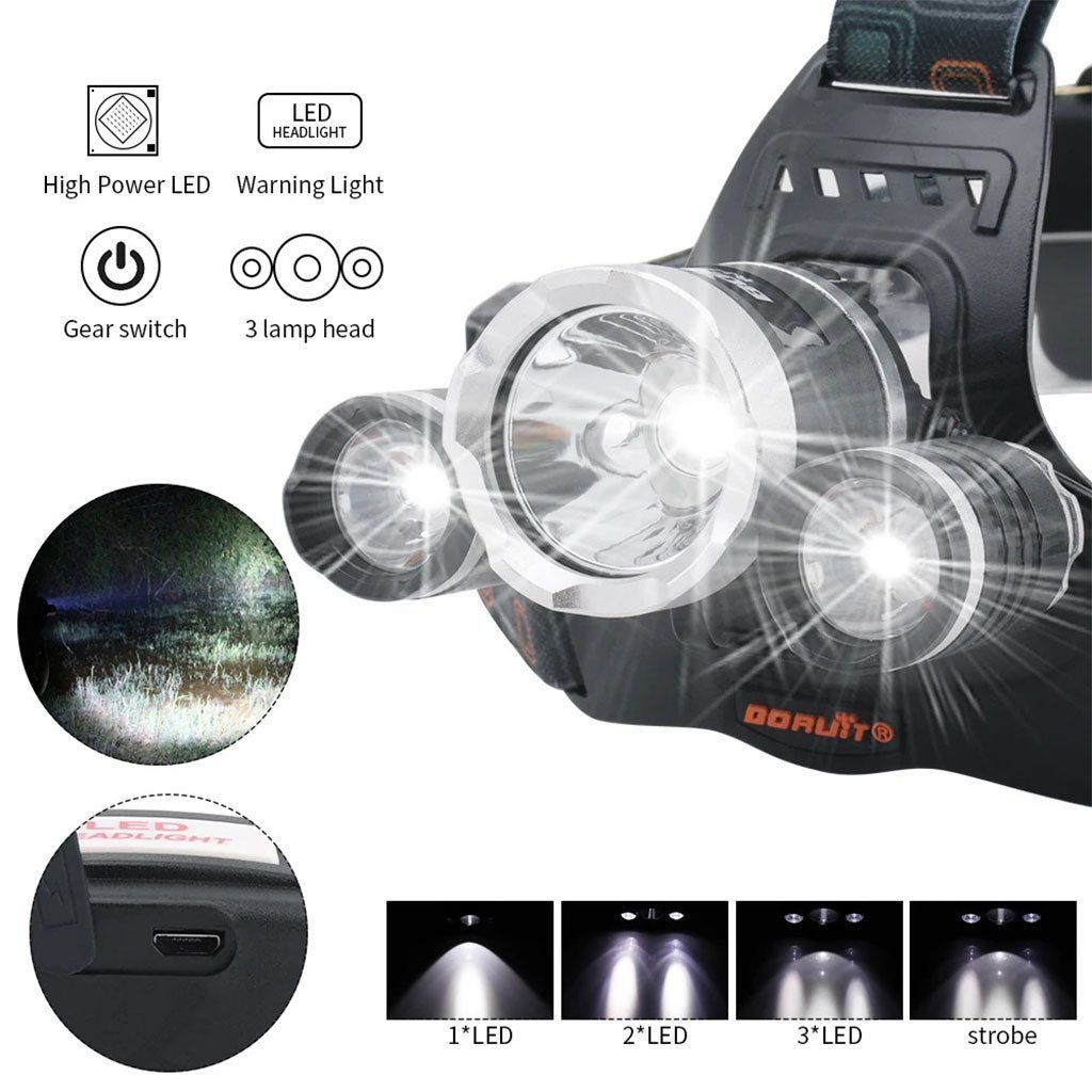 Lampe frontale LED 4 modes 6000K USB rechargeable - الصورة 4