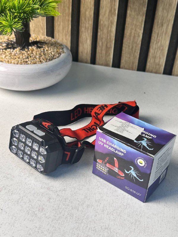 Lampe Frontale LED Rechargeable avec UV SQ-818-UV - مصباح الرأس القابل للشحن بإضاءة مزدوجة - الصورة 10