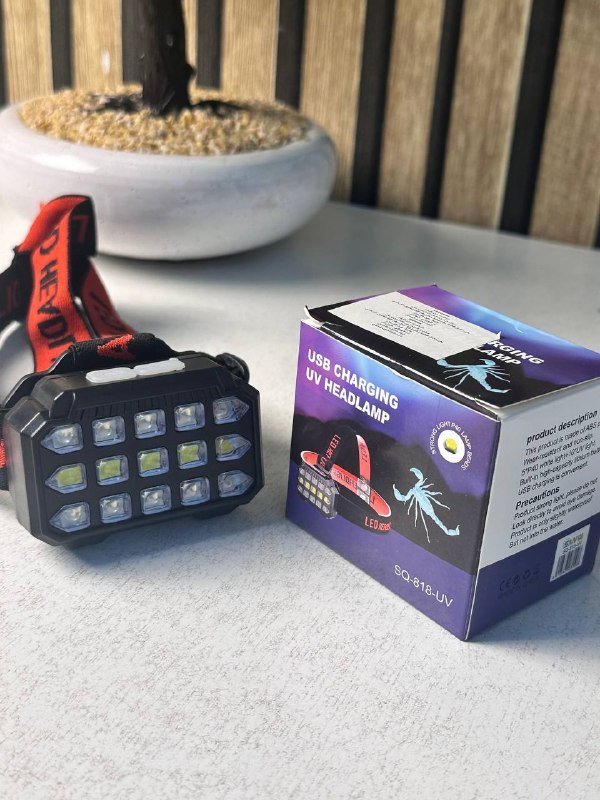 Lampe Frontale LED Rechargeable avec UV SQ-818-UV - مصباح الرأس القابل للشحن بإضاءة مزدوجة - الصورة 11
