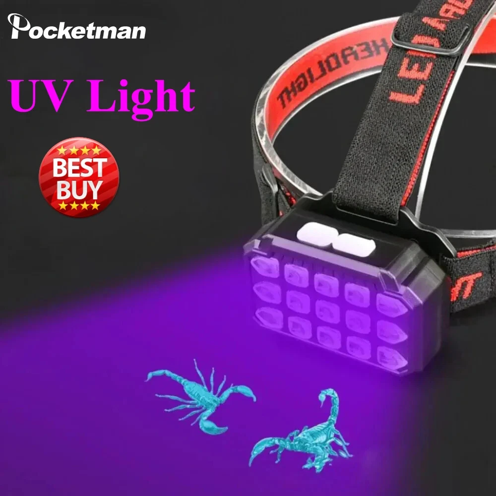 Lampe Frontale LED Rechargeable avec UV SQ-818-UV - مصباح الرأس القابل للشحن بإضاءة مزدوجة - الصورة 2