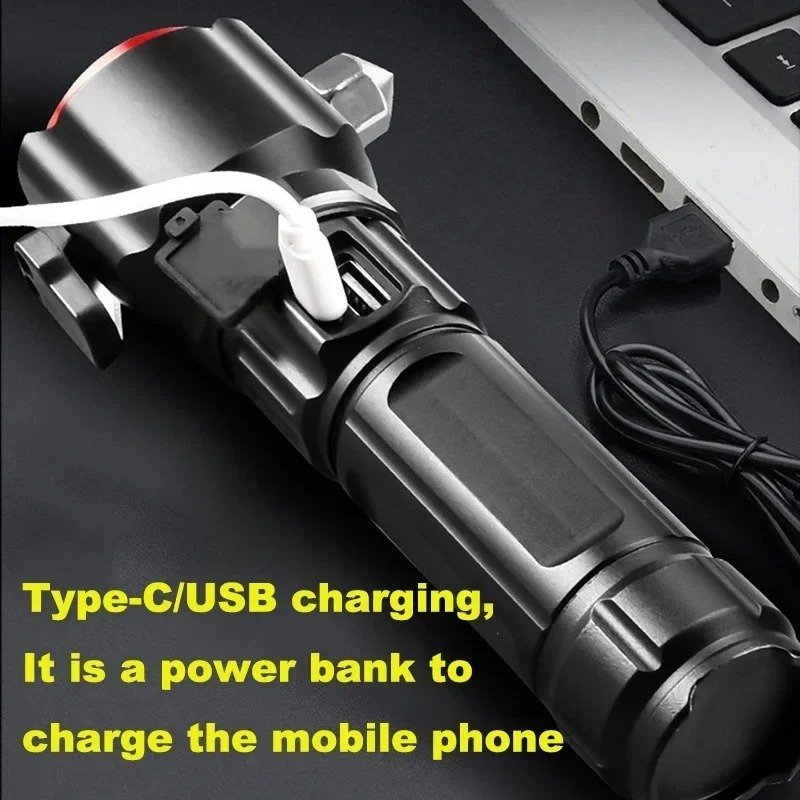 Lampe Torche Multifonctionnel LED Puissante Rechargeable par USB Avec PowerBank – طورش عالي السطوع - الصورة 5