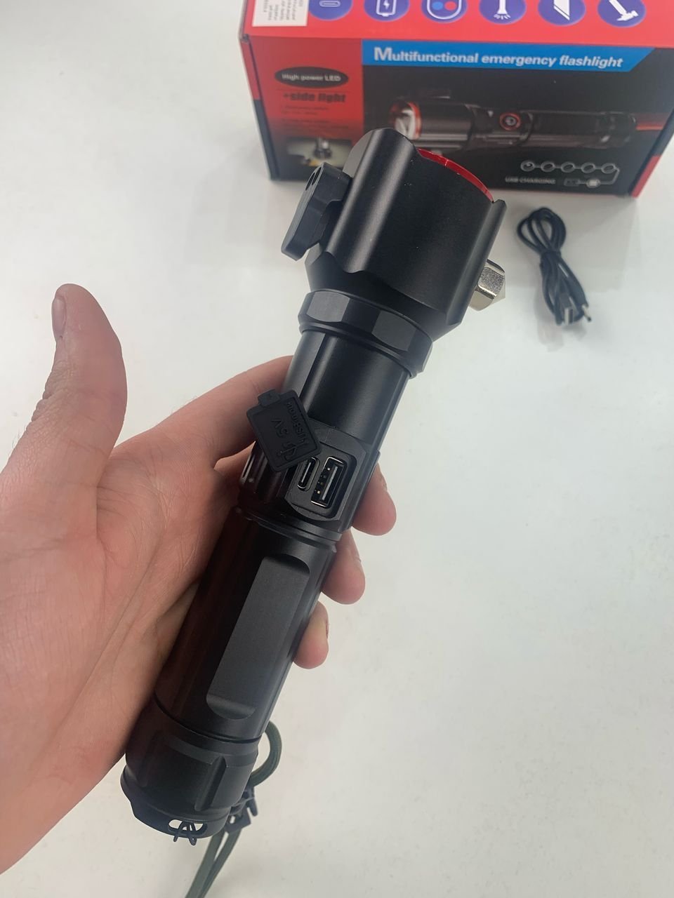 Lampe Torche Multifonctionnel LED Puissante Rechargeable par USB Avec PowerBank – طورش عالي السطوع - الصورة 9