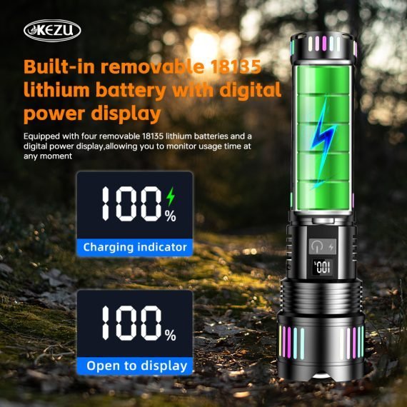 Lampe Torche tactique ultra-puissant 2000 lumens Portée 600 mètres battrie 16000mAh - مصباح يدوي تكتيكي فائق القوة - الصورة 13
