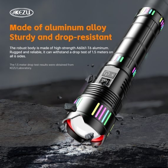 Lampe Torche tactique ultra-puissant 2000 lumens Portée 600 mètres battrie 16000mAh - مصباح يدوي تكتيكي فائق القوة - الصورة 14