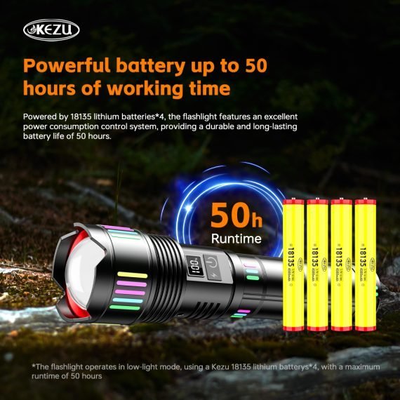Lampe Torche tactique ultra-puissant 2000 lumens Portée 600 mètres battrie 16000mAh - مصباح يدوي تكتيكي فائق القوة - الصورة 15