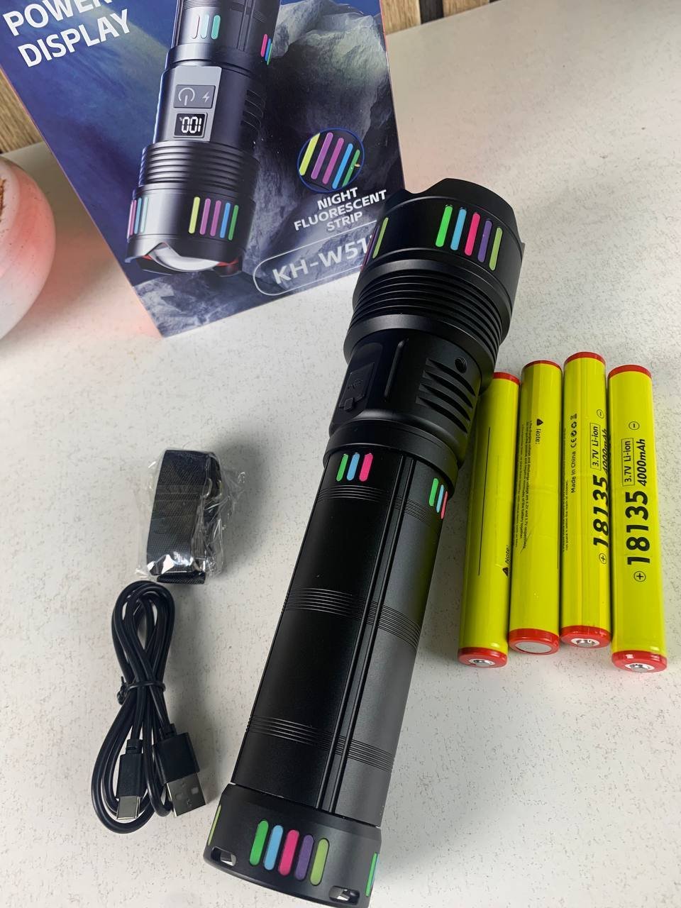 Lampe Torche tactique ultra-puissant 2000 lumens Portée 600 mètres battrie 16000mAh - مصباح يدوي تكتيكي فائق القوة - الصورة 19