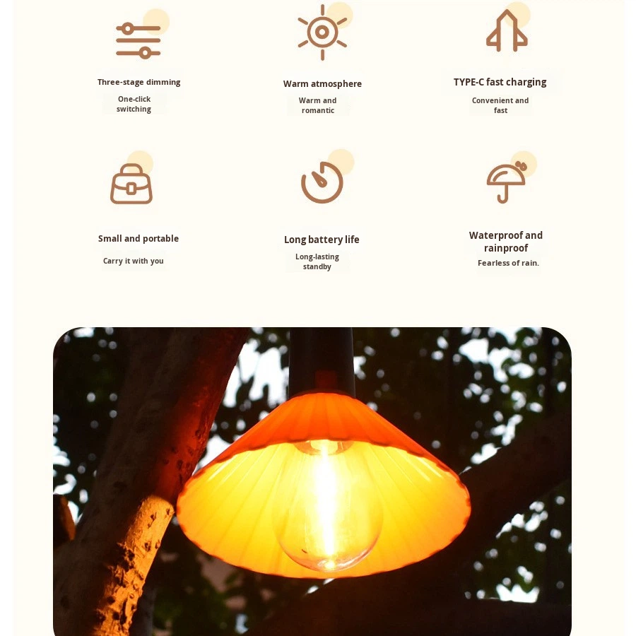 ⁦Lanterne de Camping Rechargeable 3 Niveaux de Luminosité avec Crochet de Suspension - مصباح تخييم وطوارئ قابل للشحن مع خطاف تعليق و3 مستويات إضاءة⁩ - الصورة ⁦5⁩